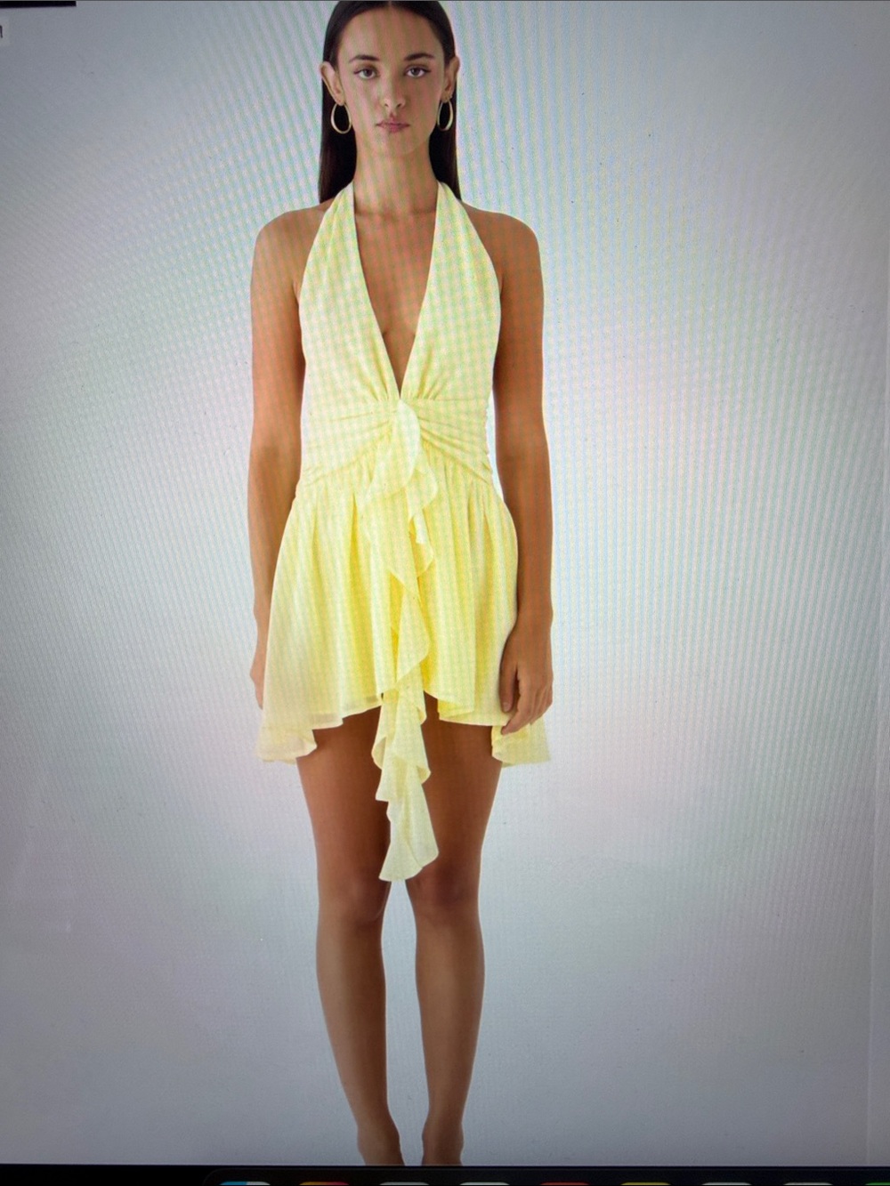 Peppermayo Pale Yellow Halter Chiffon Dress NEW WITH TAGS